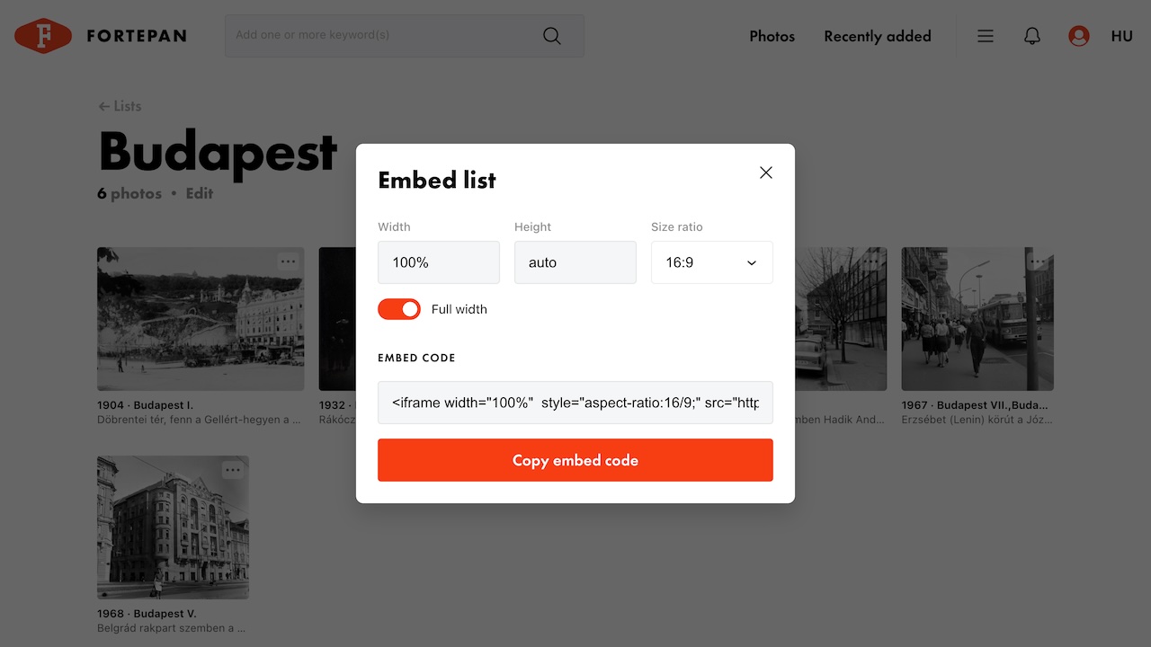 Generate the embed code